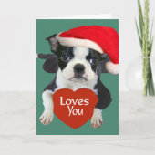 De Kerstman van Boston Terriers Feestdagen Kaart (Voorkant)