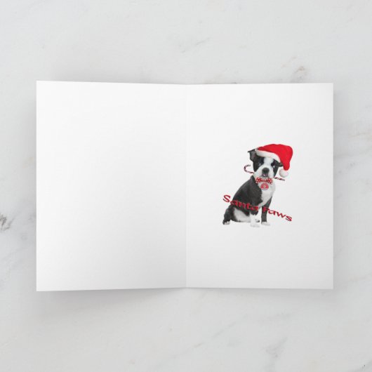 De Kerstman van Boston Terriers Feestdagen Kaart (Binnen)