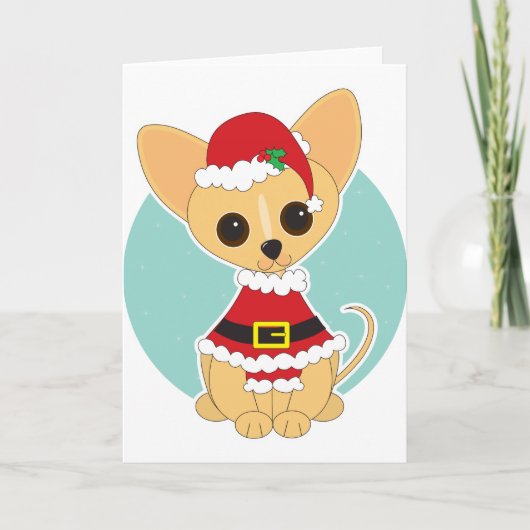 De Kerstman van Chihuahua Feestdagen Kaart (Voorkant)