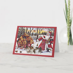 De Kerstman van de Kerstkaart van Sheltie draagt Feestdagen Kaart