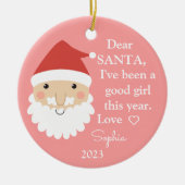 De kerstman van de kerstman, ik ben een goede meid keramisch ornament (Voorkant)