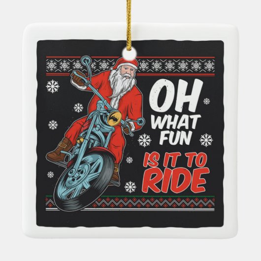 De Kerstman van de motor met Citaat Keramisch Ornament (Achterkant)