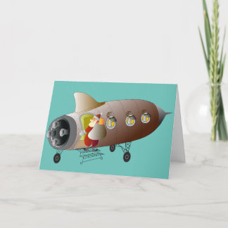 De Kerstman van de Raket van de kerstkaart Feestdagen Kaart