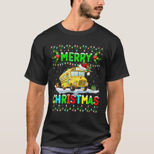 De kerstman van de School van Xmas de Verlichting  T-shirt (Voorkant)