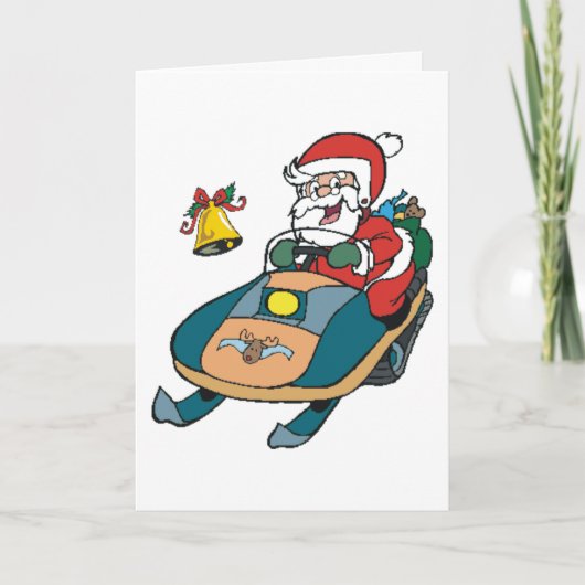 De Kerstman van de sneeuwscooter Feestdagen Kaart (Voorkant)