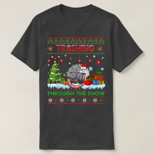 De kerstman van de sneeuwtrui overspoelen t-shirt (Design voorkant)