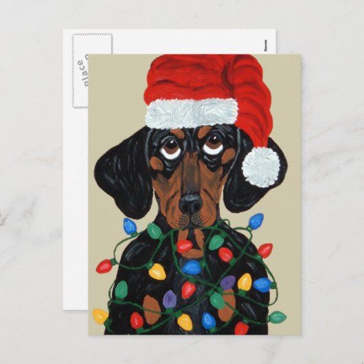 De Kerstman van de tekkel in de Lichten dat van Feestdagenkaart (Voorkant / Achterkant)