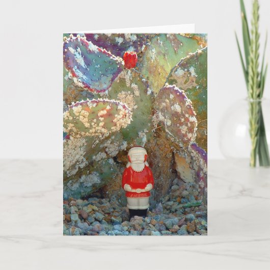 De Kerstman van de Tuin van de Cactus van het Palm Feestdagen Kaart (Voorkant)