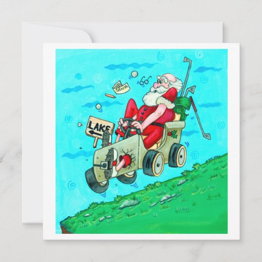 De Kerstman van Golfcart Feestdagenkaart (Voorkant)