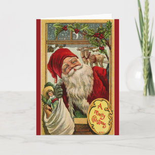 De Kerstman van het Venster met het Wenskaart van  Feestdagen Kaart