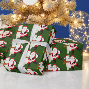 De Kerstman van Kerstmis en lama betegelde Cadeaupapier