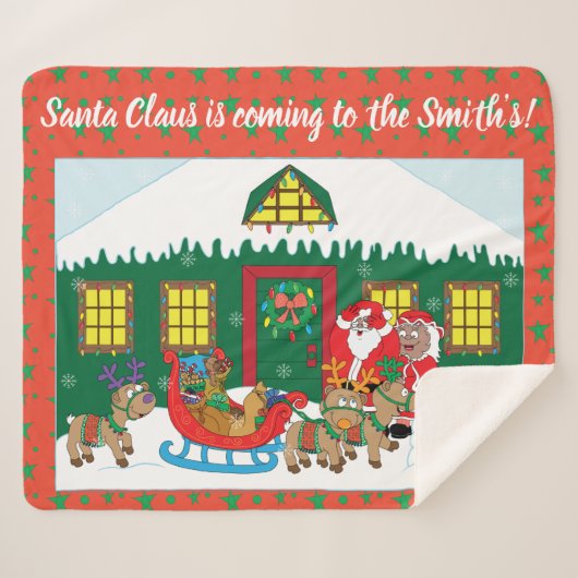 De kerstman van kleur personaliseren sherpa deken (Voorkant (horizontaal))