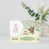 De Kerstman van Tarzan & het Schaatsen Vogels Feestdagenkaart (Staand voorkant)