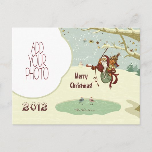 De Kerstman van Tarzan & het Schaatsen Vogels Feestdagenkaart (Voorkant)