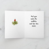 **DE KERSTMAN VERLEENT WENSEN – IK GEEF JE KUSJES* KAART (Binnen)