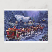 De kerstman vertrekt in zijn slee op kerstavond feestdagenkaart (Voorkant)