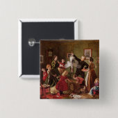 De kerstman vierkante button 5,1 cm (Voorkant /achterkant)