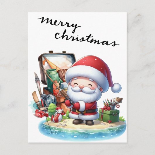 De Kerstman Vist op eerste kerstdag Feestdagenkaart (Voorkant)