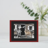 De kerstman voedt zijn rendier briefkaart (Staand voorkant)