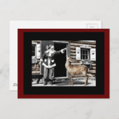 De kerstman voedt zijn rendier briefkaart (Voorkant / Achterkant)