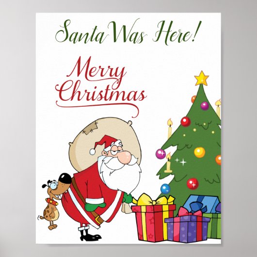 De kerstman was hier Merry Kerstmis Poster (Voorkant)