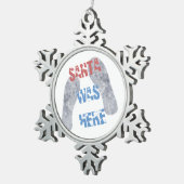 De kerstman was hier tin sneeuwvlok ornament (Rechts)