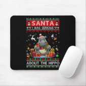 De kerstman was serieus over de hippo grappige lel muismat (Met muis)