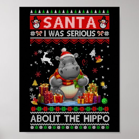 De kerstman was serieus over de hippo grappige lel poster (Voorkant)