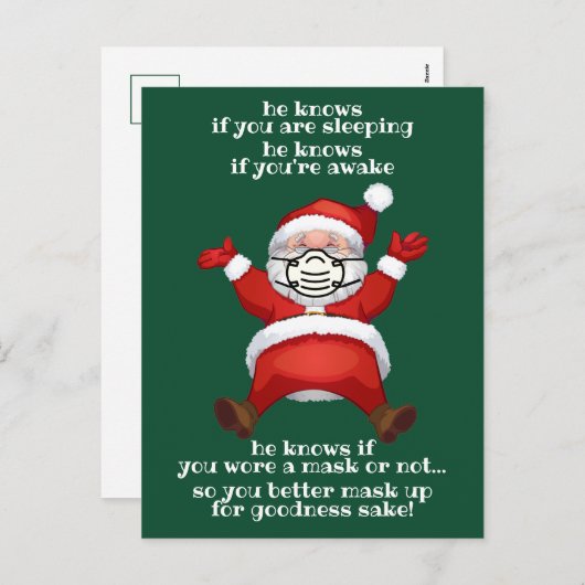 De kerstman weet dat je een mask grappige kerst dr feestdagenkaart (Voorkant / Achterkant)