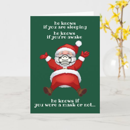 De kerstman weet dat je een mask grappige kerst dr kaart (Gele Bloem)