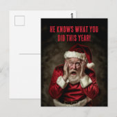 De kerstman weet wat je dit jaar hebt gedaan. briefkaart (Voorkant / Achterkant)