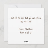 De kerstman weet wat je dit jaar hebt gedaan. feestdagenkaart (Achterkant)