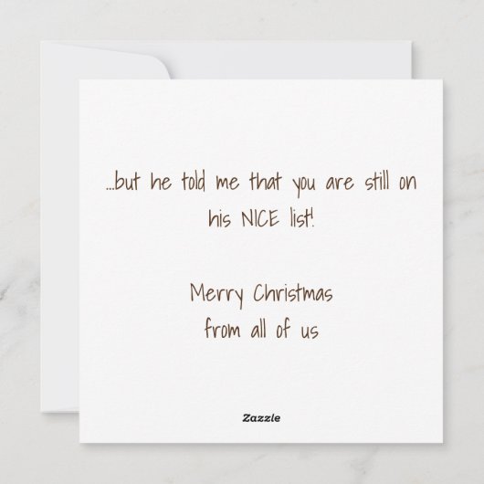 De kerstman weet wat je dit jaar hebt gedaan. feestdagenkaart (Achterkant)