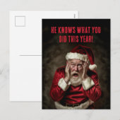 De kerstman weet wat je dit jaar hebt gedaan. feestdagenkaart (Voorkant / Achterkant)