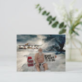 De Kerstman werkt voor olie Feestdagenkaart (Staand voorkant)