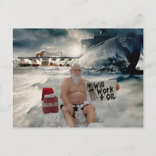 De Kerstman werkt voor olie Feestdagenkaart