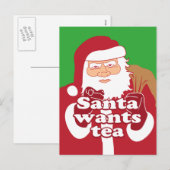 De kerstman wil thee feestdagenkaart (Voorkant / Achterkant)