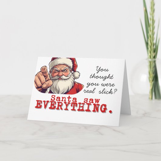 De kerstman zag alles grappig met kerst feestdagen kaart (Voorkant)