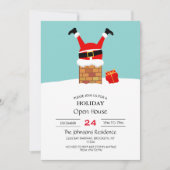 De kerstman zat vast in de schoorsteen op het dak kaart (Voorkant)