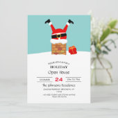 De kerstman zat vast in de schoorsteen op het dak kaart (Staand voorkant)