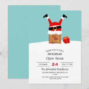 De kerstman zat vast in de schoorsteen op het dak kaart