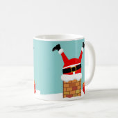 De kerstman zat vast in de schoorsteen op het dak koffiemok (Voorkant rechts)