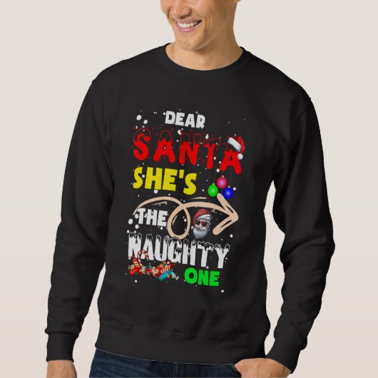 De kerstman, ze is de Naughty One Trui (Voorkant)