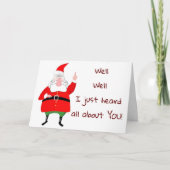 DE KERSTMAN ZEGT DAT JE OP DE ONDEUGENDE LIJST STA FEESTDAGEN KAART (Voorkant)