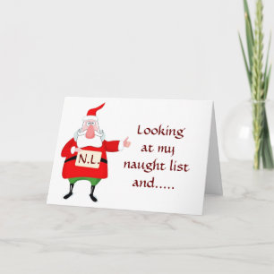 DE KERSTMAN ZEGT DAT JE OP DE ONDEUGENDE LIJST STA FEESTDAGEN KAART