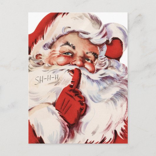 De Kerstman zegt Shhh Feestdagenkaart (Voorkant)