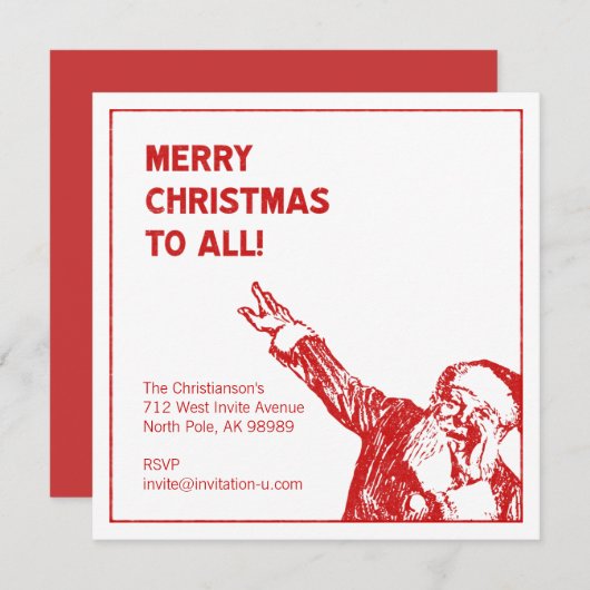 De Kerstman zegt: "Vrolijk kerstfeest voor iederee Kaart (Voorkant / Achterkant)