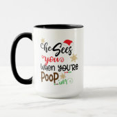 De kerstman ziet je als je grappige feestjes maakt mok (Links)