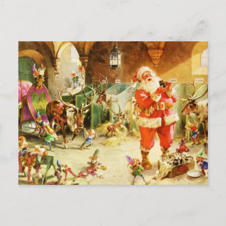 De Kerstman & Zijn Elfen in de Noordpool Stallen Feestdagenkaart