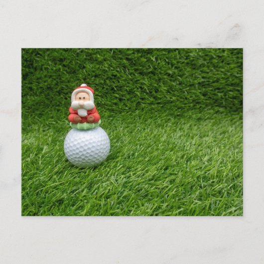 De Kerstman zit op het Wenskaart van de golfbal Briefkaart (Voorkant)